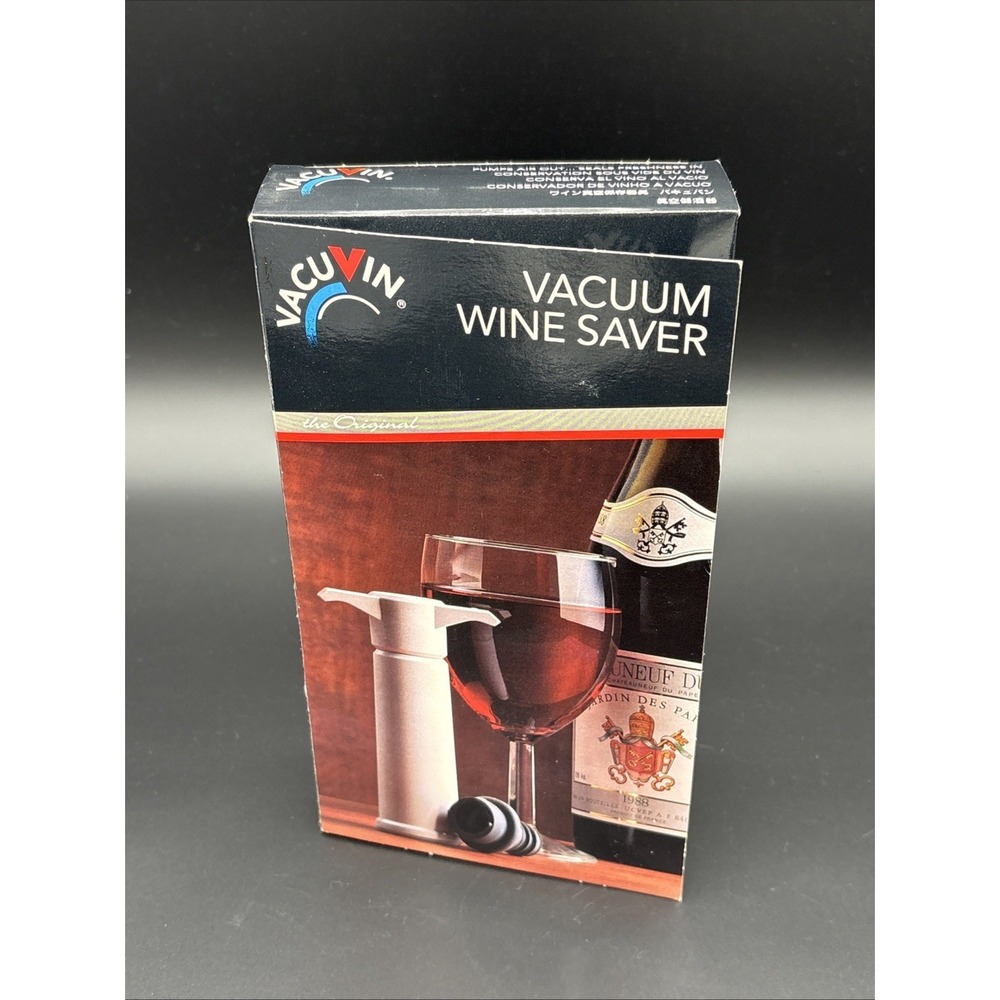 Vacu Vin Wine Saver Pump Set Vacuum Wine Preserver With 4 Stoppers NEW